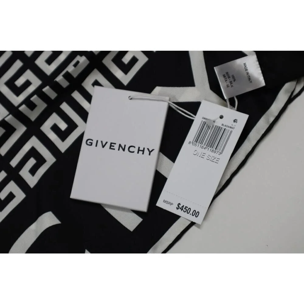 Givenchy Black And White Logo Square Scarf